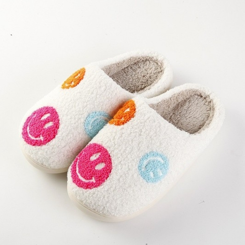Smiley Face Plush Slippers